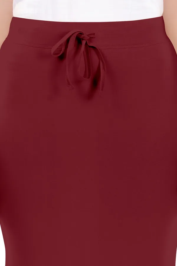 Maroon_Straight_Drawstring_Skirt_for_Women