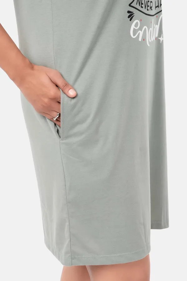 Grey_Graphic_Short_Sleeve_Nightdress_for_Women