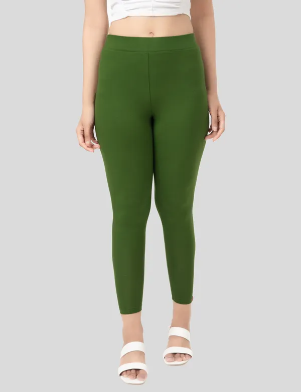 Forest_Green_And_Cream_EcoVero_Slim_Fit_Leggings_for_Women_Pack_Of_2