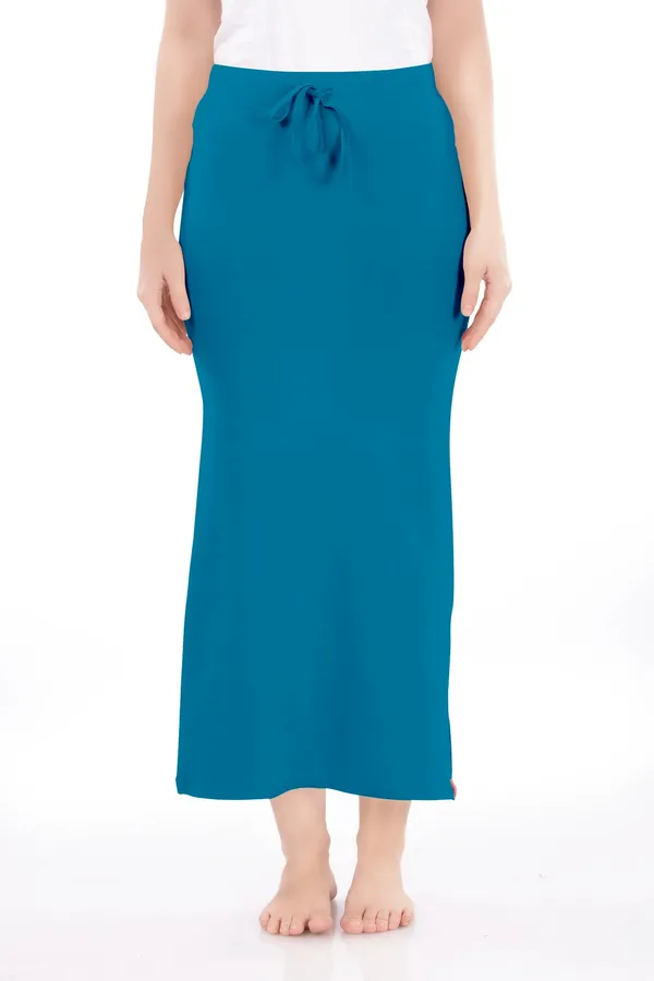 Teal_Drawstring_Long_Skirt_for_Women