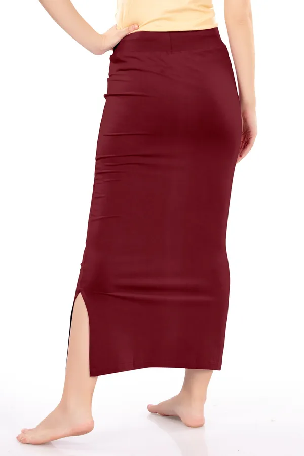 Maroon_Straight_Drawstring_Skirt_for_Women
