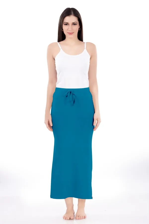 Teal_Drawstring_Long_Skirt_for_Women