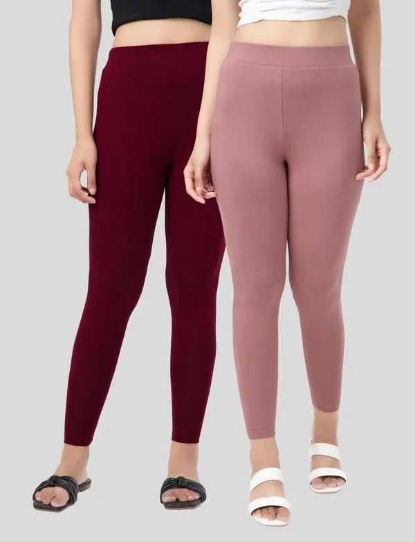Maroon_EcoVero_Slim_Fit_Leggings_for_Women_Pack_Of_2