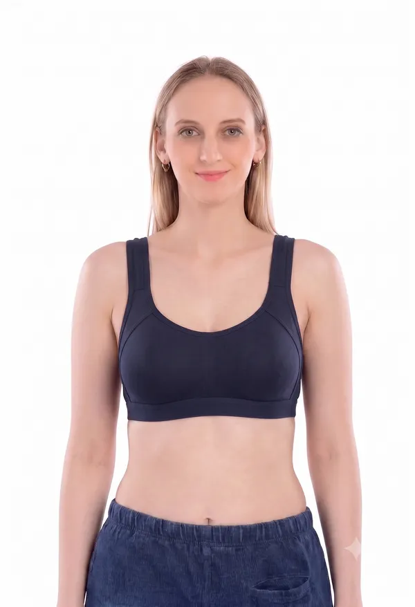 444-Plain-Sports-Bra-Navy,-Petrol-Blue,-Rani-Pink_Multicolor_Fitted_Sports_Bra_Set_For_Women
