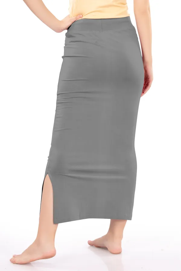 Grey_Drawstring_Long_Skirt_for_Women