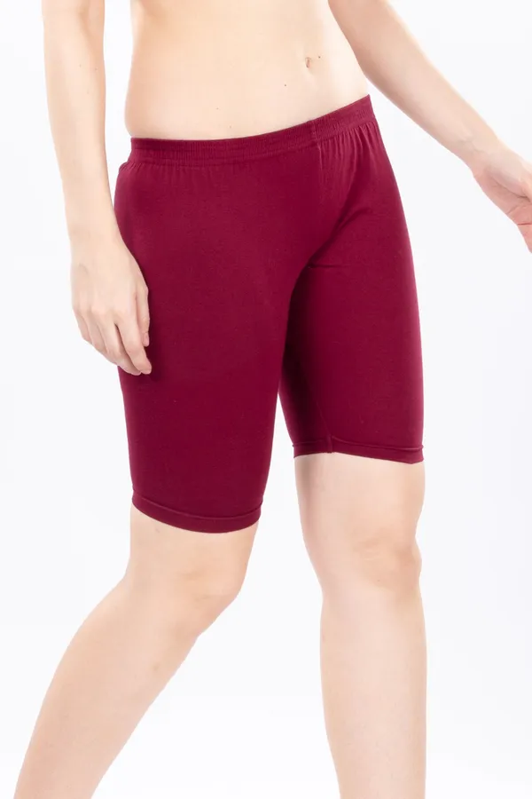 Cycling-Shorts---3-Pcs-Maroon,-Black,-Purple_Solid_Fit_Cycling_Shorts_Pack_Of_3_For_Women