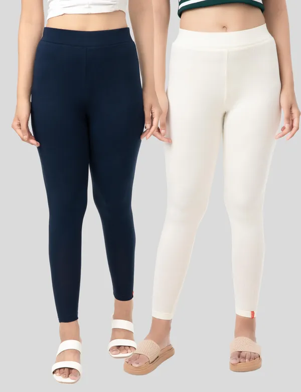 Navy_Blue_And_Cream_EcoVero_Slim_Fit_Leggings_for_Women_Pack_Of_2