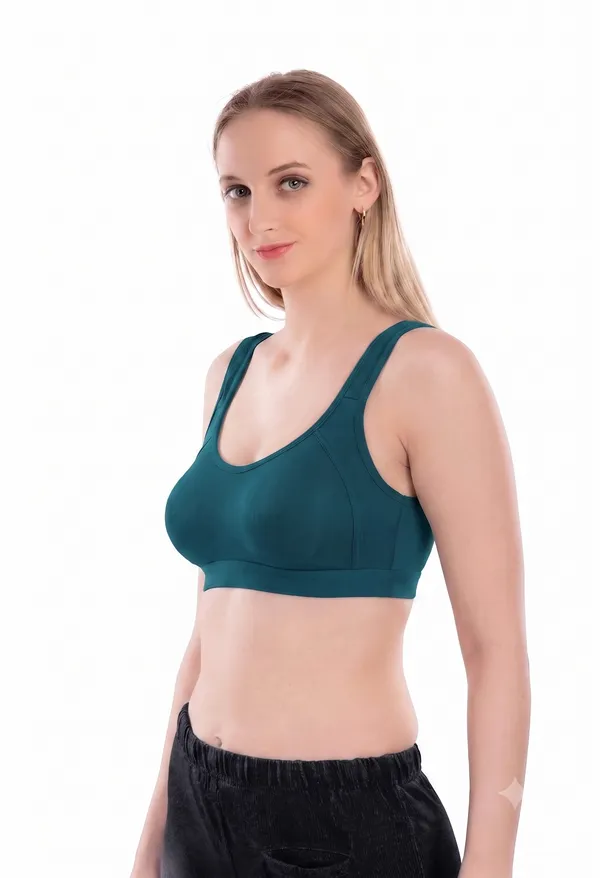 444-Plain-Sports-Bra-Navy,-Petrol-Blue,-Rani-Pink_Multicolor_Fitted_Sports_Bra_Set_For_Women
