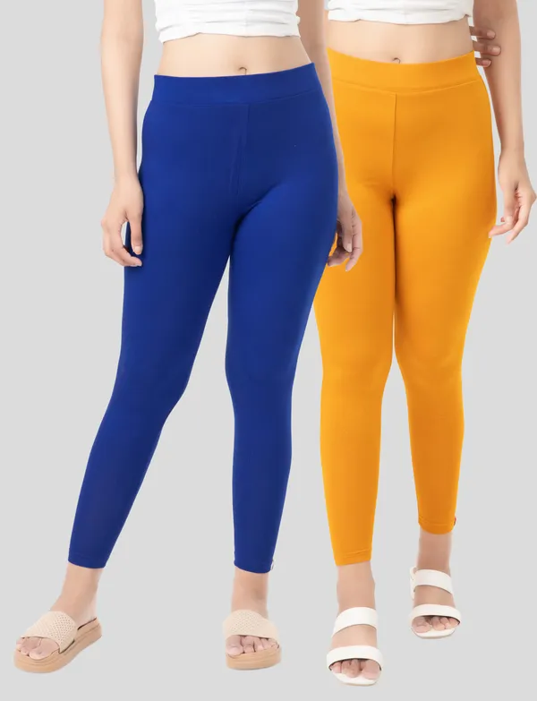 Royal_Blue_And_Mustard_EcoVero_Slim_Fit_Leggings_for_Women_Pack_Of_2