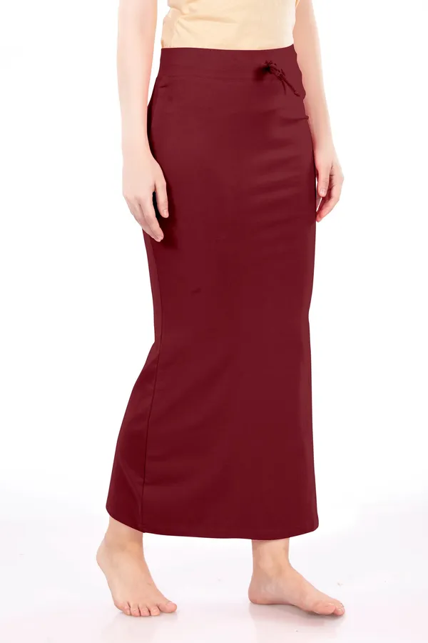 Maroon_Straight_Drawstring_Skirt_for_Women