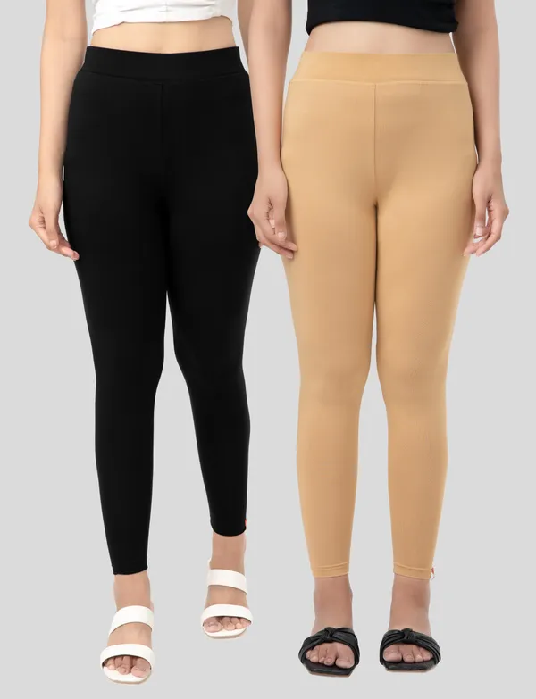 Black_And_Skin_EcoVero_Slim_Fit_Leggings_for_Women_Pack_Of_2
