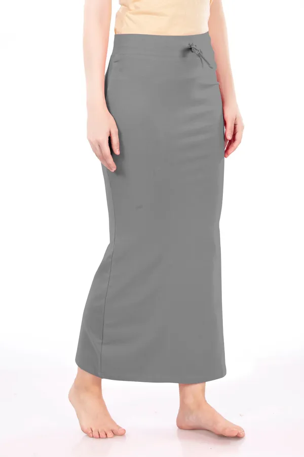 Grey_Drawstring_Long_Skirt_for_Women