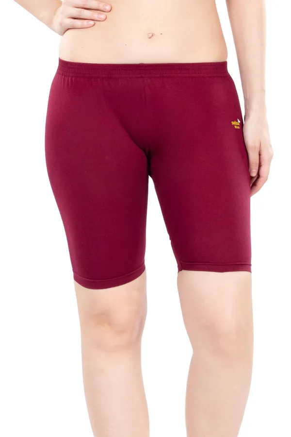 Cycling-Shorts---3-Pcs-Maroon,-Black,-Purple_Solid_Fit_Cycling_Shorts_Pack_Of_3_For_Women