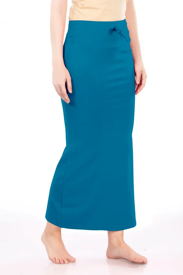 Teal_Drawstring_Long_Skirt_for_Women