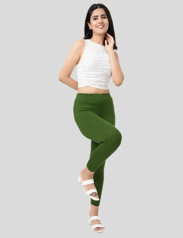Forest_Green_And_Cream_EcoVero_Slim_Fit_Leggings_for_Women_Pack_Of_2