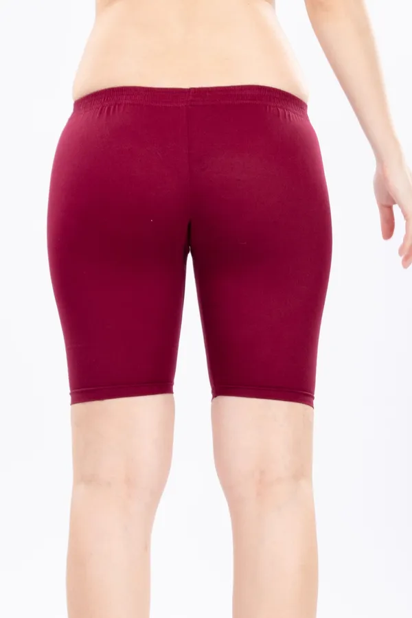 Cycling-Shorts---3-Pcs-Maroon,-Black,-Purple_Solid_Fit_Cycling_Shorts_Pack_Of_3_For_Women