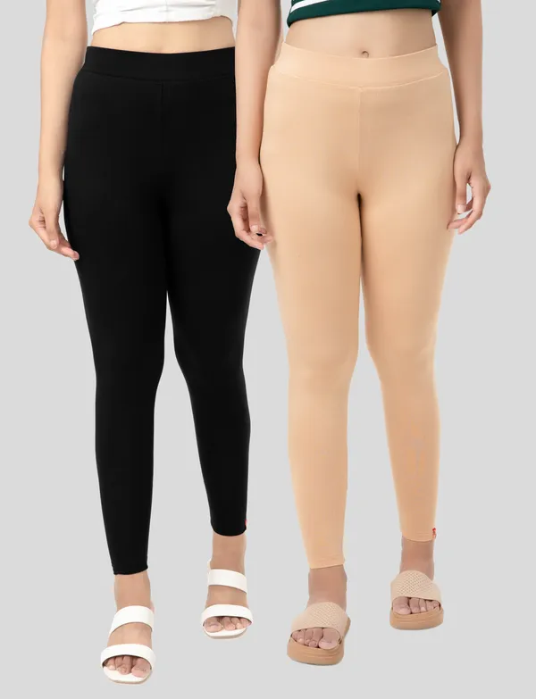 Black_And_Skin_EcoVero_Slim_Fit_Leggings_for_Women_Pack_Of_2