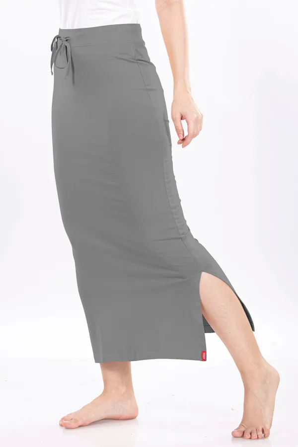 Grey_Drawstring_Long_Skirt_for_Women