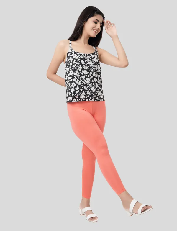 Peach_And_Navy_EcoVero_Slim_Fit_Leggings_for_Women_Pack_Of_2