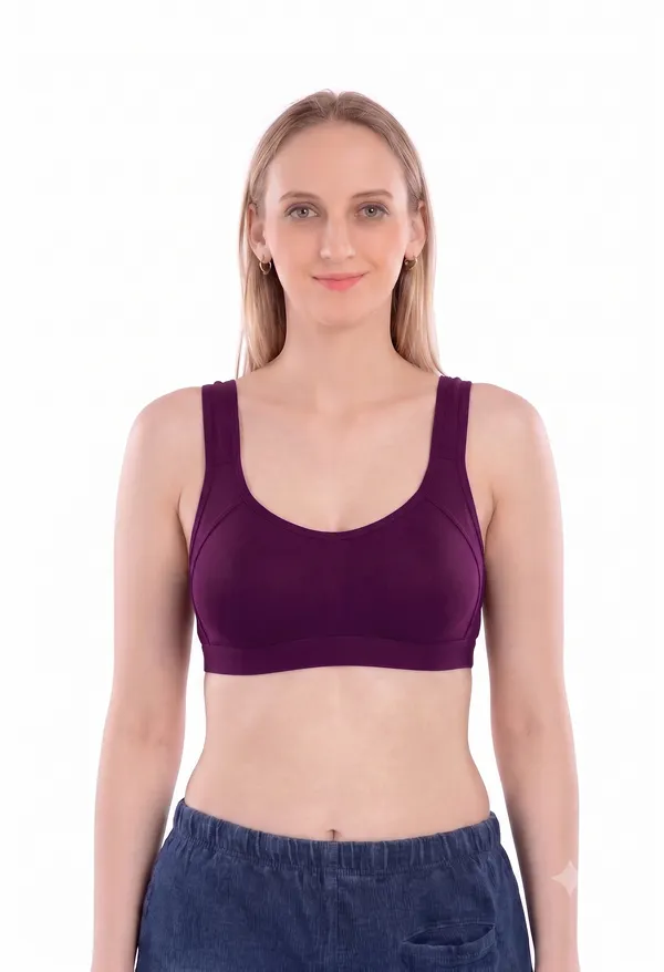 444-Plain-Sports-Bra-Pista-Green,-Corel,-Dark-Purple_Multicolo_Sports_Bra_For_Women