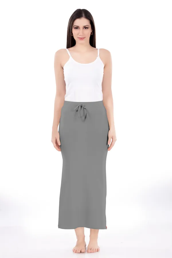 Grey_Drawstring_Long_Skirt_for_Women