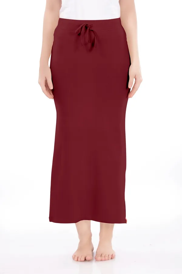 Maroon_Straight_Drawstring_Skirt_for_Women