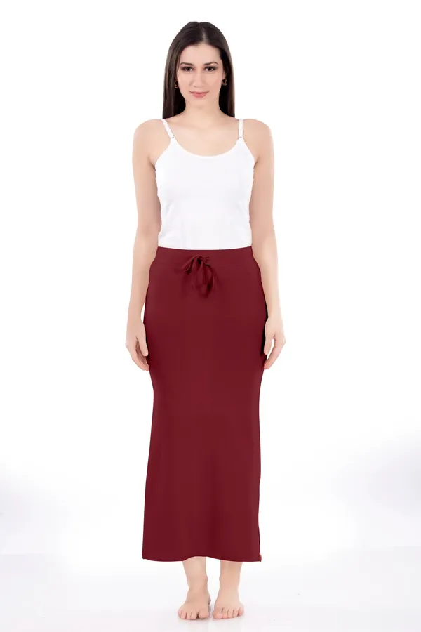 Maroon_Straight_Drawstring_Skirt_for_Women