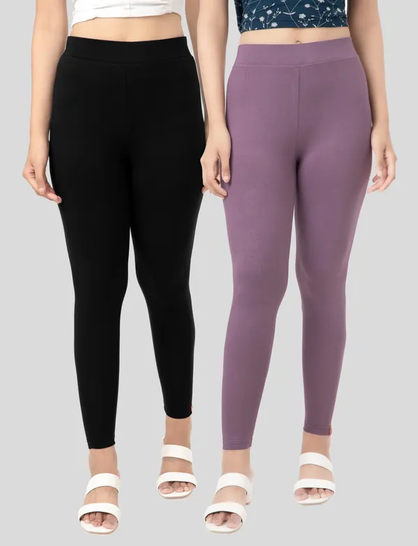 Black_And_Purple_EcoVero_High_Waist_Leggings_for_Women_Pack_Of_2