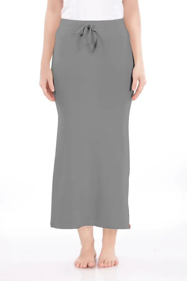 Grey_Drawstring_Long_Skirt_for_Women
