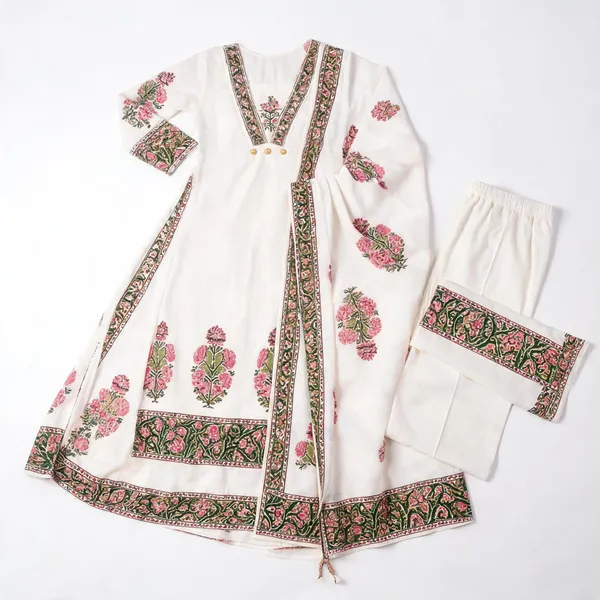White_Mul_Cotton_Printed_Anarkali_Kurta_Set_For_Women