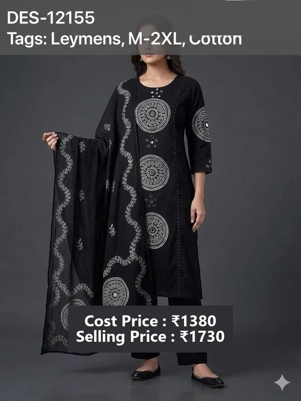 Black_Cotton_Printed_Kurta_Set_for_Women