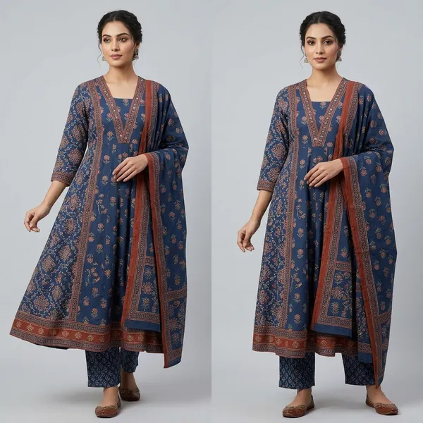 Blue_Cotton_Printed_Anarkali_Kurta_Set_For_Women