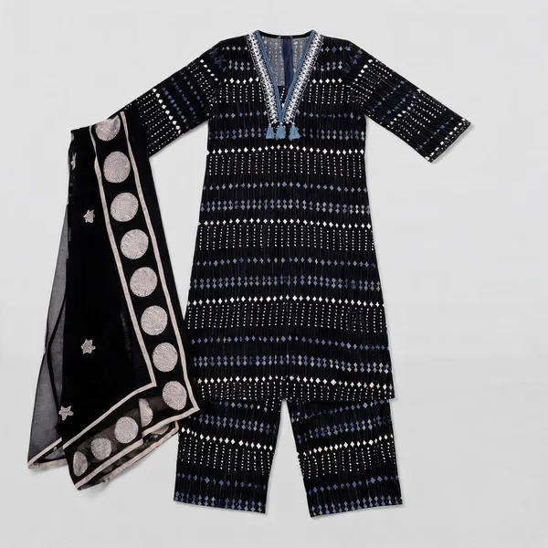 Black_Cotton_Printed_Kurta_Set_For_Women
