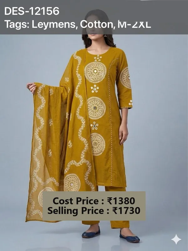 Mustard_Cotton_Printed_Kurta_Set_for_Women