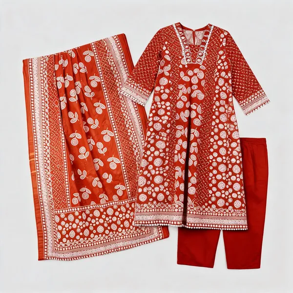 Rust_Red_Cotton_Printed_Kurta_Set_With_Dupatta_For_Women
