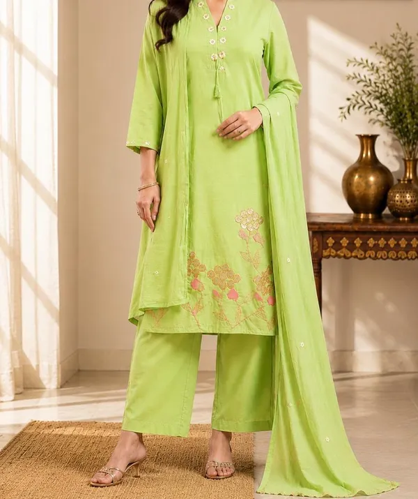 Green_Embroidered_Kurta_Set_For_Women
