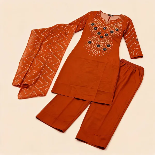 Orange_Cotton_Printed_Kurta_Set_For_Women