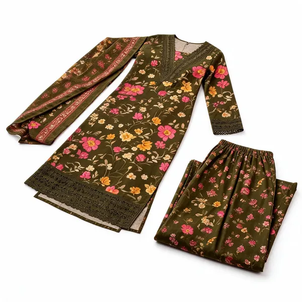 Green_Cotton_Floral_Print_Ethnic_Kurta_Set_For_Women