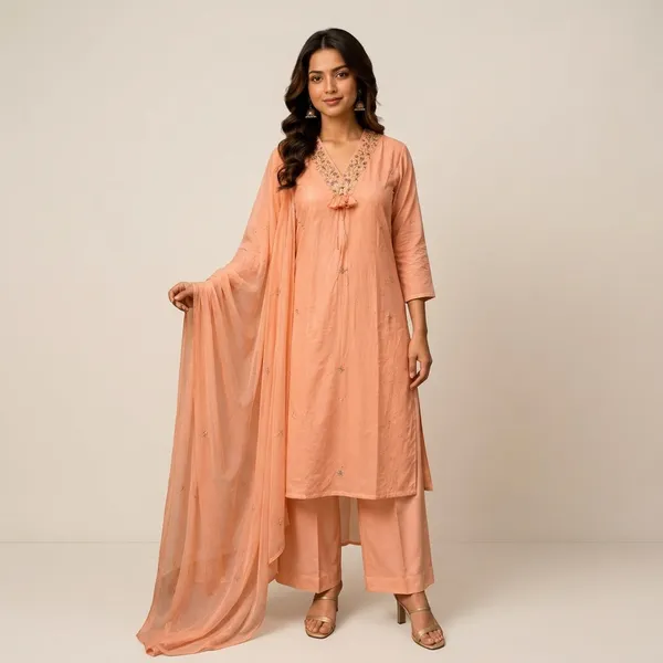 Peach_Cotton_Embroidered_Kurta_Set_For_Women