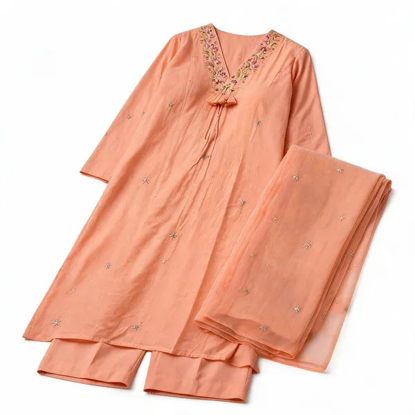 Peach_Cotton_Embroidered_Kurta_Set_For_Women