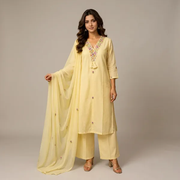 Yellow_Cotton_Straight_Kurta_Set_For_Women