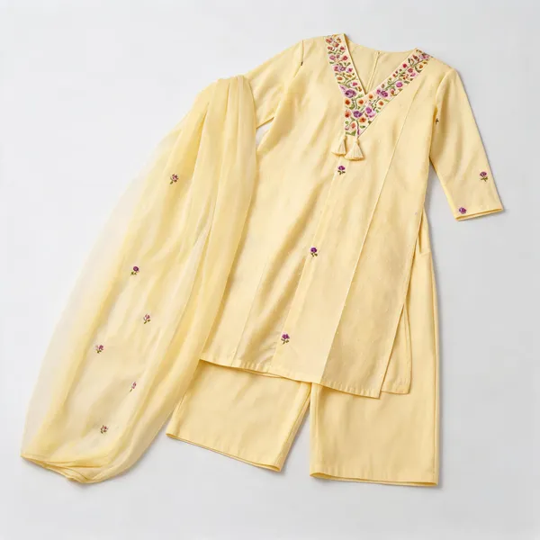 Yellow_Cotton_Straight_Kurta_Set_For_Women