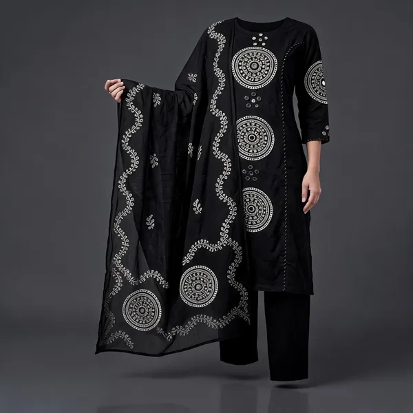 Black_Cotton_Printed_Kurta_Set_For_Women