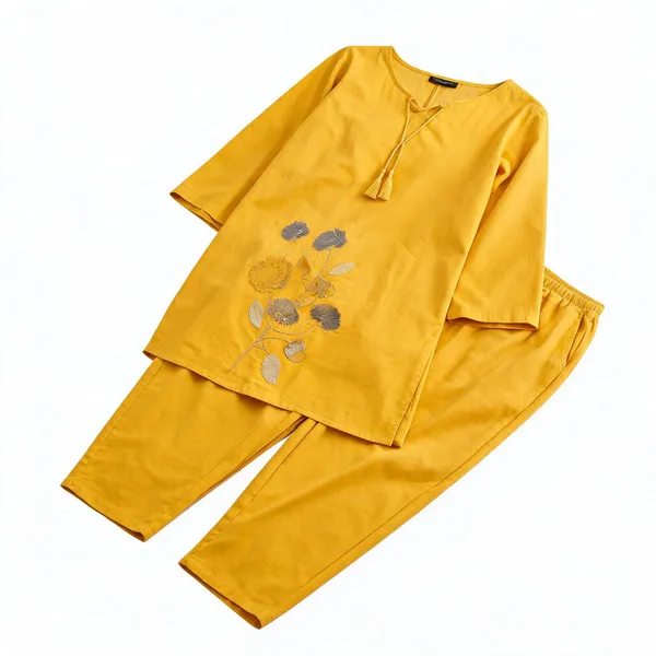 Yellow_Cotton_Relaxed_Fit_Co-Ord_Kurta_Set_For_Women