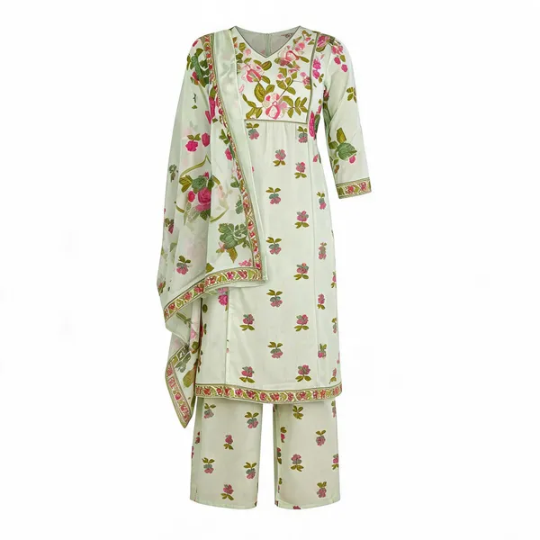 Green_Cotton_Floral_Print_Straight_Kurta_Set_For_Women