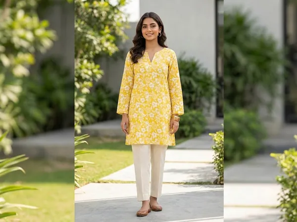 Yellow_Pure_Cotton_Floral_Print_Straight_Kurta_For_Women