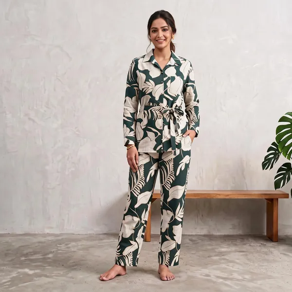 Green_Rayon_Cotton_Floral_Print_Coord_Set_For_Women