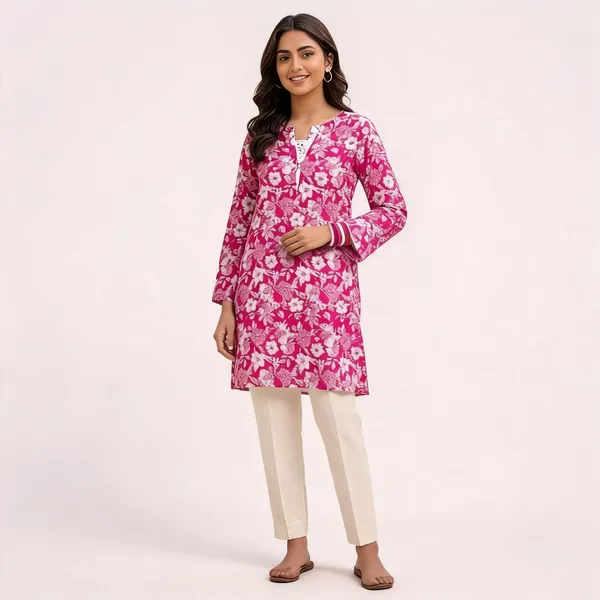 Pink_Pure_Cotton_Floral_Print_Straight_Kurta_For_Women