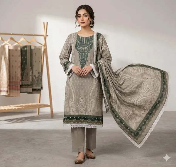 Grey_And_Green_Pure_Cotton_Paisley_Printed_Pakistani_Suit_For_Women