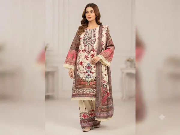 Brown_And_Beige_Cotton_Embroidered_Pakistani_Suit_For_Women